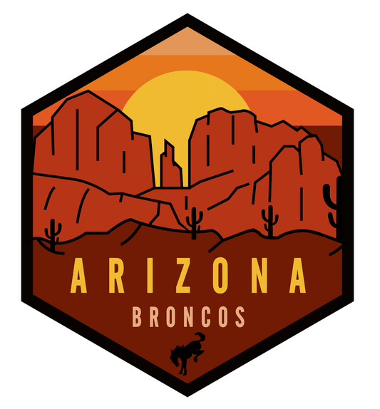 Arizona Broncos Hexagon Sedona Landscape Sticker 4"